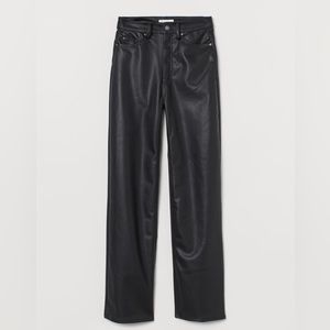 Faux Leather Black Wide Leg Pants